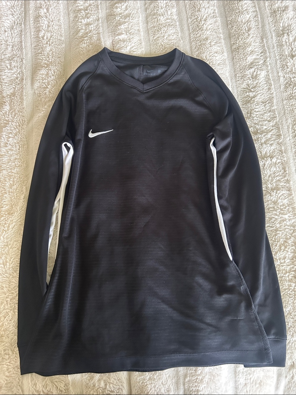 Nike Black Long Sleeve Athletic Shirt with White Accents